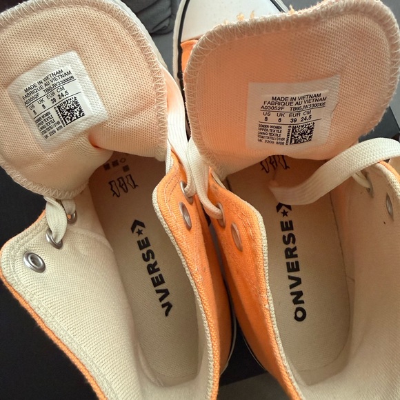 Converse High Top Platform Sneakers in Orange with White Accents - Picture 5 of 6
